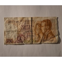 🇧🇪 Lot de 2 billets belges anciens – 50 Francs 1966 & 200 Francs Adolphe Sax (état moyen)