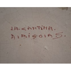 Grand Plat Signé "La Cantina Albisola" - Scène Galante avec Décorations en Relief