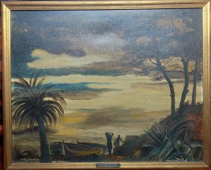 Contre-jour à Palamós – A.P.V. Hauters (1961) – Huile sur panneau 53×43 cm