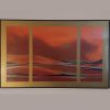 Triptyque Aurore Crépusculaire – W. Mulich (95 × 60 cm, années 70)