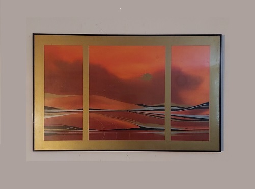 Triptyque Aurore Crépusculaire – W. Mulich (95 × 60 cm, années 70)