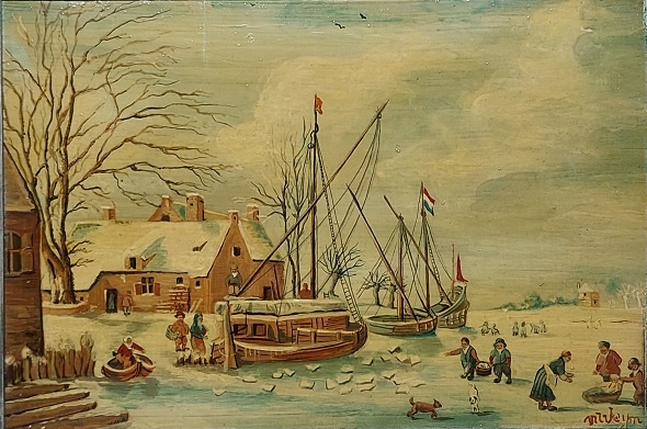 img03 Peinture à l’Huile Signée “Weynant” – Inspirée de Bonaventura Peeters (XVIIe)
