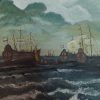 Peinture à l’huile “Compagnie des Indes” – R. Devolder (54 × 45 cm, vers 1993)