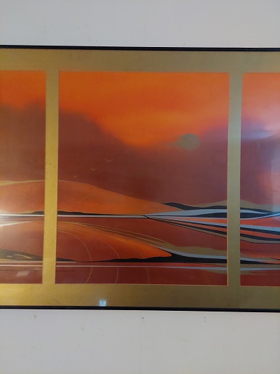Triptyque Aurore Crépusculaire – W. Mulich (95 × 60 cm, années 70)