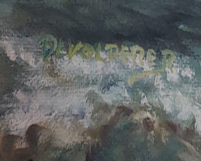Peinture à l’huile “Compagnie des Indes” – R. Devolder (54 × 45 cm, vers 1993)