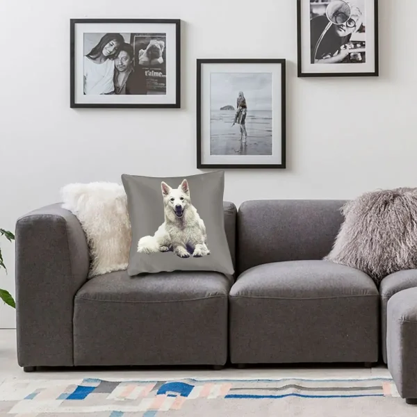 Taie d'Oreiller en Polyester, Lin et Velours avec Motif de Chien, Fermeture Éclair, Décor pour Canapé