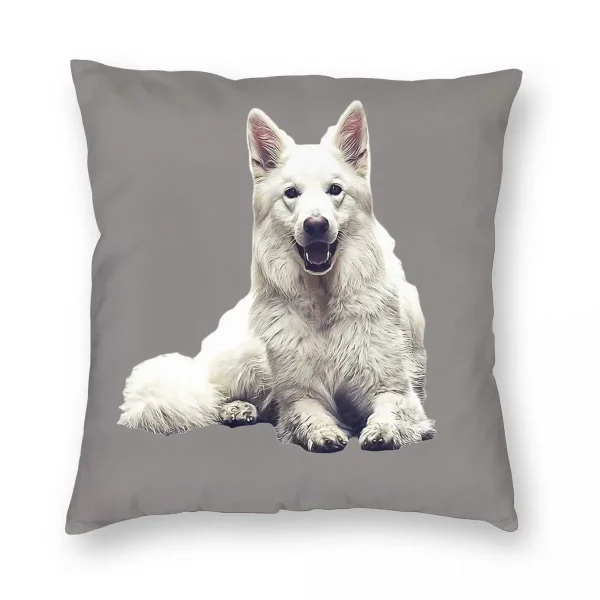 Taie d'Oreiller en Polyester, Lin et Velours avec Motif de Chien, Fermeture Éclair, Décor pour Canapé