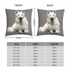 Taie d'Oreiller en Polyester, Lin et Velours avec Motif de Chien, Fermeture Éclair, Décor pour Canapé