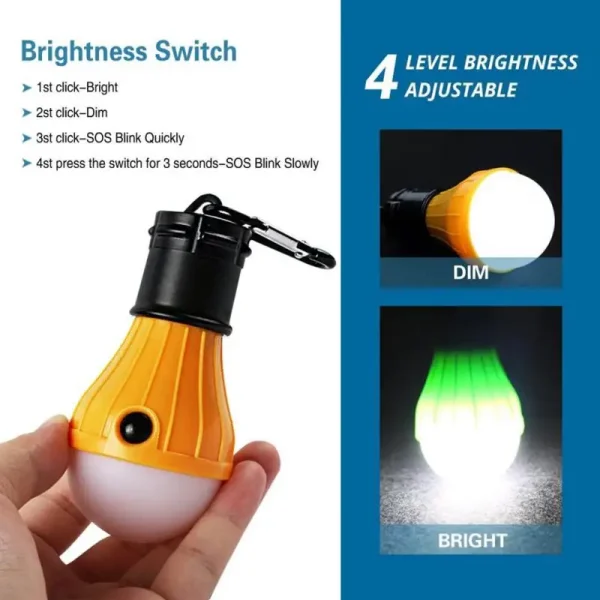 kf-Hb0800584c2824e0fb708e82756528d6fj Lampe de Camping Portable Mini ampoule LED lampe de secours 3 Modes d'éclairage lumières de travail de nuit en plein air lampe suspendue de tente avec crochets