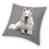 Taie d'Oreiller en Polyester, Lin et Velours avec Motif de Chien, Fermeture Éclair, Décor pour Canapé