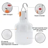 Ampoules LED rechargeables par USB pour l'extérieur, haute luminosité, lumière de secours, crochet, camping, pêche, lanterne portable, veilleuses