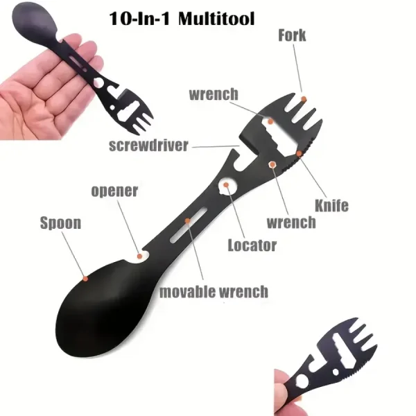 kf-S06bcd20db8bf470ea6f299c109bf0764D Fourchette d'extérieur cuillère outil de Camping en plein air polyvalent fourchette légère cuillère ouvre-bouteille pour une survie utilitaire tactique pour un facile