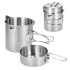 Bouilloire de cuisine en acier inoxydable 1L, Pot de Camping en plein air Portable avec poignée pliable