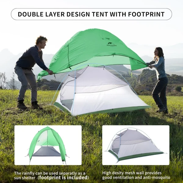 kf-S0b37637d23df47098f12f2f35d3cf7d6K Naturehike Cloud Up – tente de Camping pour 2 personnes, imperméable, facile à construire, ultralégère, pour plage, randonnée en plein air, sac à dos, abri