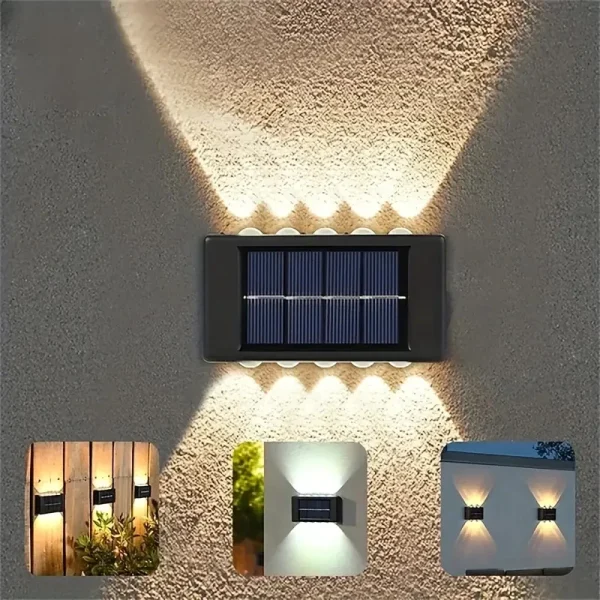 kf-S102138e2cf7145319f70858a3b90ed0dP 1pc 2/4/6/8/10/12LED s appliques murales LED solaires, applique extérieure pour jardin, Patio, lumière ambiante