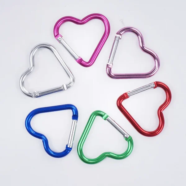 kf-S33025d41320e4926bafcc060f205303fm Mousqueton en aluminium en forme de cœur, 1 pièce, Clip pour porte-clés d'extérieur, crochet pour bouteille d'eau, boucle suspendue, Kit de voyage, accessoires