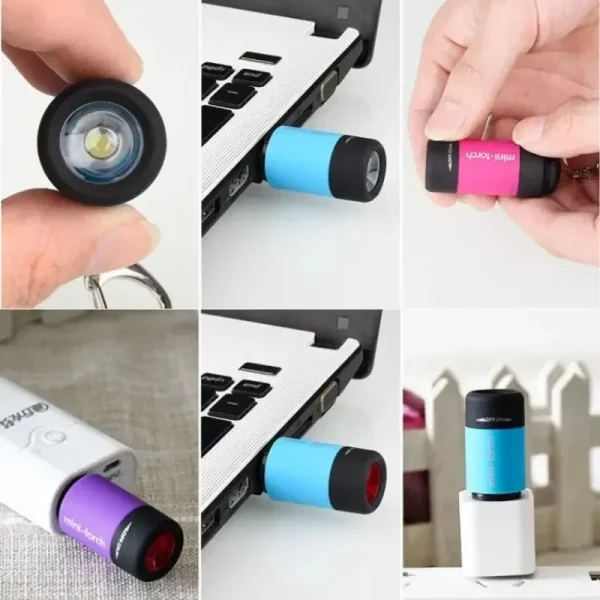 Micro lampe de poche LED étanche, portable, USB, aste, continent, chaîne, maison, extérieur, randonnée, camping