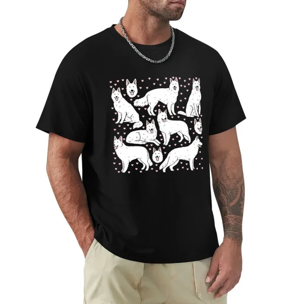 kf-S48254f0a8f084d9297aa0071b37f775cf T-shirt surdimensionné à motif d'illustration de chien de troupeau de contribuables suisses blancs, vêtements d'anime à séchage rapide, haut d'été pour hommes, mignon