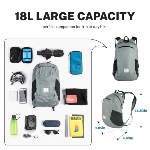 Naturehike 18L randonnée sac à dos ultraléger pliable étanche sacs de voyage pour hommes en plein air Portable femme Camping petit sac à dos