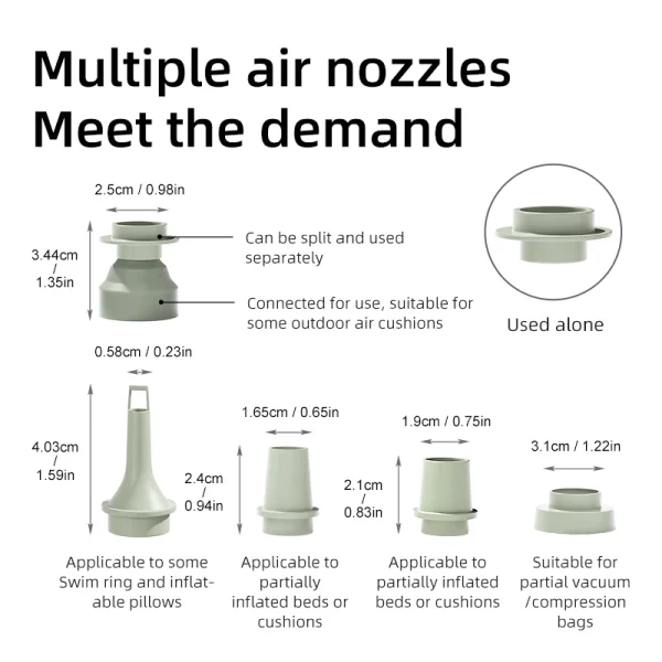 Pompe à Air électrique 3 en 1 avec lumières, Mini compresseur d'air sans fil, chargeur USB, gonfleur/déflateur, pour Camping en plein Air