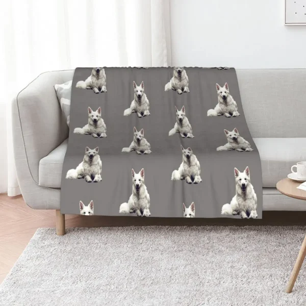 Couverture blanche pour chien berger suisse, couverture thermique de luxe pour plage en fourrure