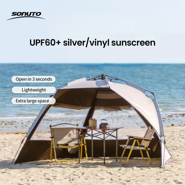 MacAAOutdoor-Tente de camping à une touche, ouverture automatique rapide, plage, pêche, famille, voyage, pique-nique, parc, ombre anti-UV, 3-4P