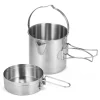 Bouilloire de cuisine en acier inoxydable 1L, Pot de Camping en plein air Portable avec poignée pliable