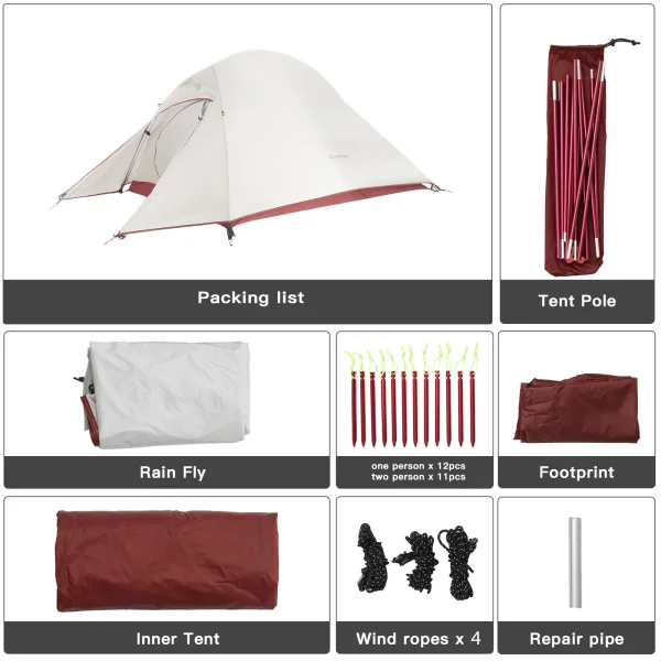 BISINNA Ultra-Léger Camping Tente Sac À Dos Tente 20D Nylon Étanche En Plein Air Randonnée Voyage Tente Vélo Tente 1-2 Personne
