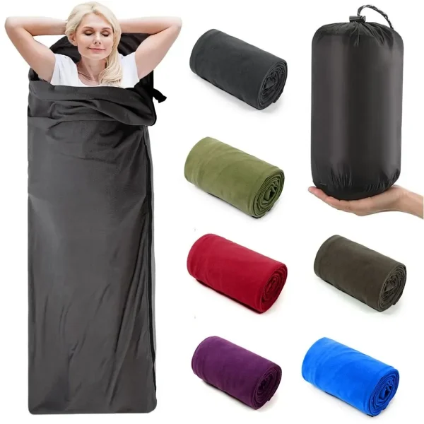 Sac de couchage en laine avec draps polaires de voyage ultralégers – adulte, camping & plein air