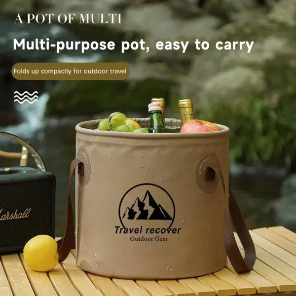 Seau pliant pour voiture 5L/10L/20L, évier pliable et étanche, bassin pliable de voyage Portable, Camping randonnée pêche, seau de rangement