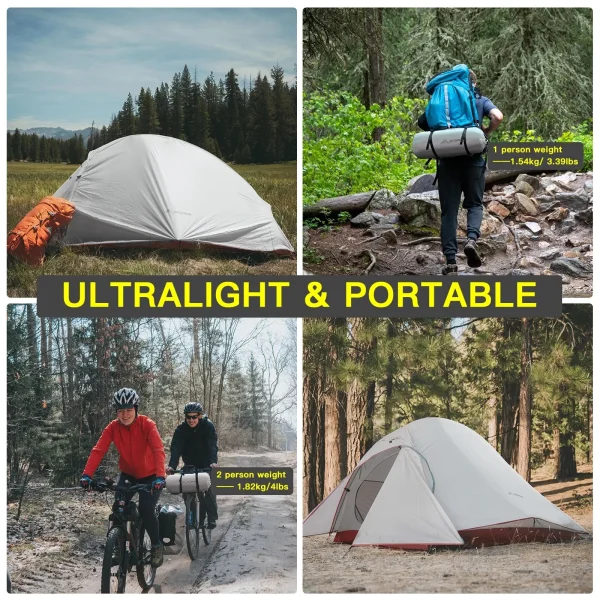 BISINNA Ultra-Léger Camping Tente Sac À Dos Tente 20D Nylon Étanche En Plein Air Randonnée Voyage Tente Vélo Tente 1-2 Personne