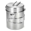 Bouilloire de cuisine en acier inoxydable 1L, Pot de Camping en plein air Portable avec poignée pliable