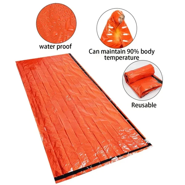 kf-Scc3b21f0303b426089655bdb3988659b5 Sac de couchage de survie d'urgence Portable et étanche, équipement de Camping Edc en plein air, sac thermique, Kit de premiers secours, couverture en Mylar