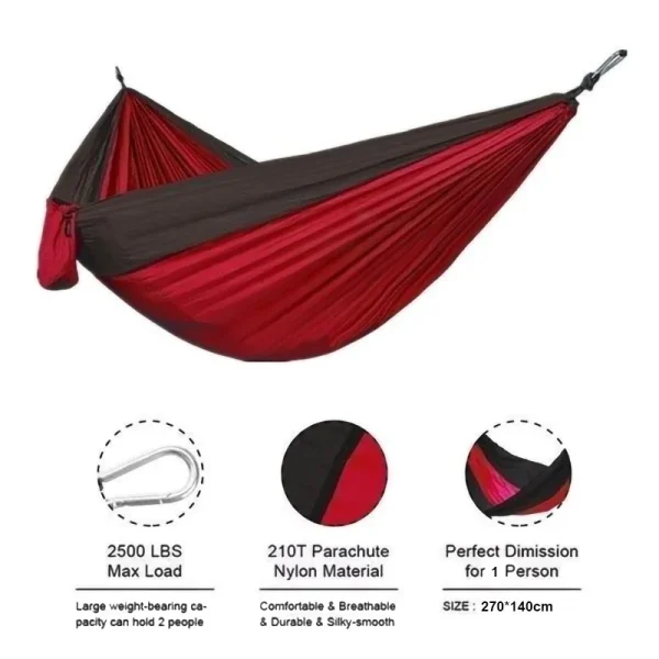 kf-Sf56081fd89d246d1b8c00bfec405f753u Hamac de Camping en plein air Portable pour une personne, avec couleur en Nylon assortie, lit suspendu en tissu Parachute haute résistance