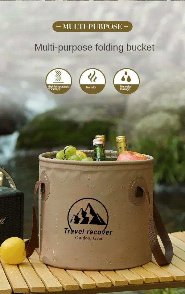 Seau pliant pour voiture 5L/10L/20L, évier pliable et étanche, bassin pliable de voyage Portable, Camping randonnée pêche, seau de rangement
