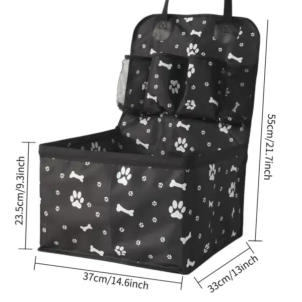 Siège d'auto pour chien avec poches de rangement, siège avant de voiture rehausseur Durable anti-rayures pour chien de petite et moyenne taille