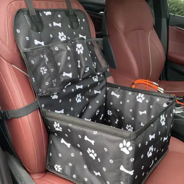 Siège d'auto pour chien avec poches de rangement, siège avant de voiture rehausseur Durable anti-rayures pour chien de petite et moyenne taille